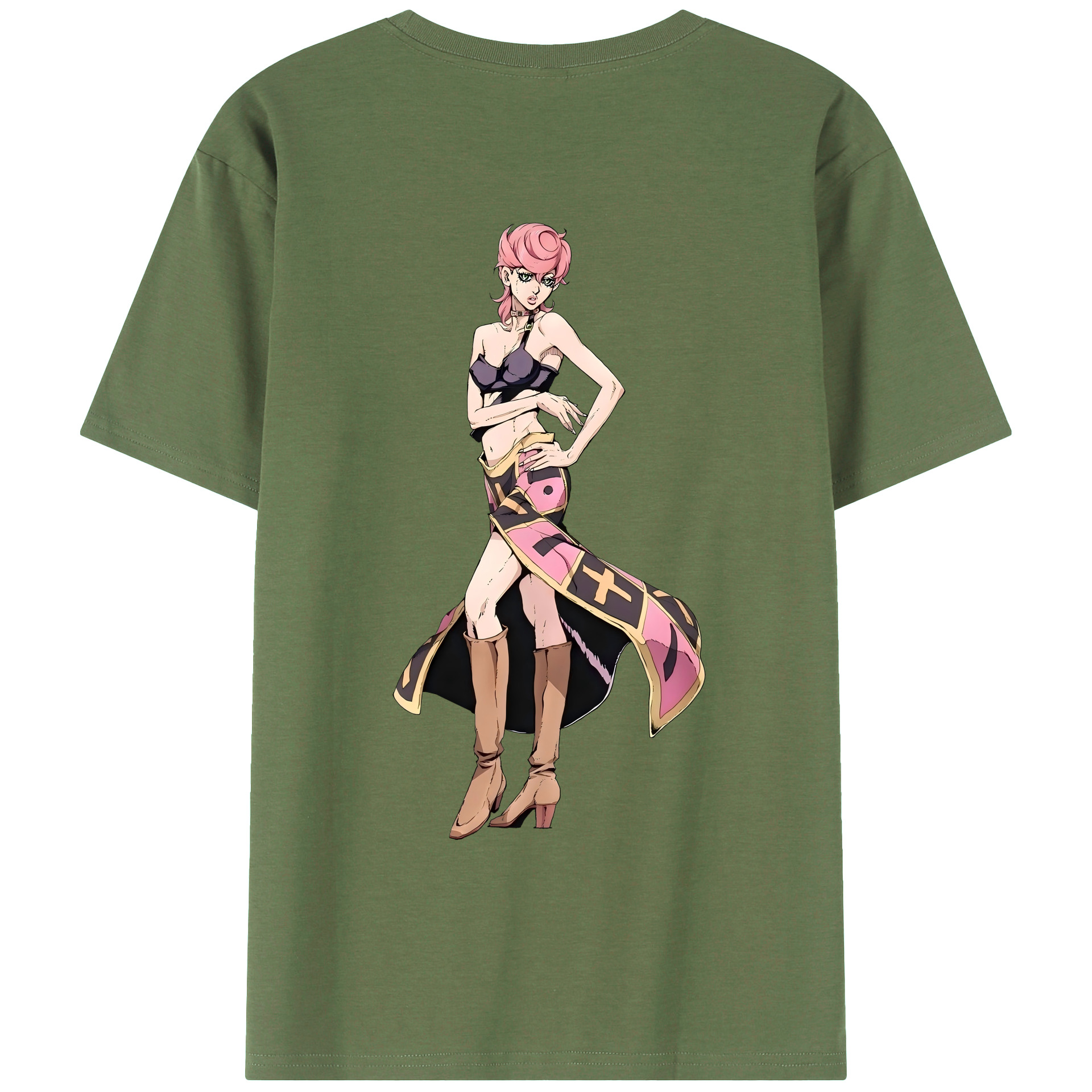 （画像用） ジョジョの奇妙な冒険 トリッシュ?ウナ JoJo's Bizarre Adventure Trish Una 綿100％ メンズ半袖Tシャツ（バックプリント） 通気性